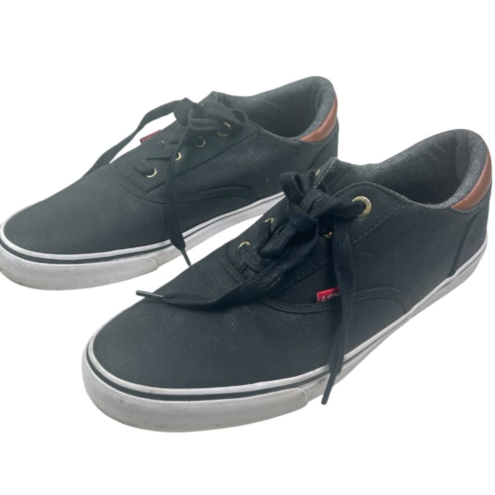 Levi’s Black Canvas Low Top Casual Streetwear Sneakers Men’s Size 9.5 - Picture 2 of 11